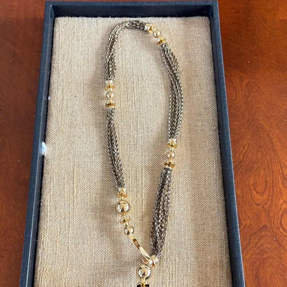 Stella & Dot Gold and Brown Tassel‎ Necklace